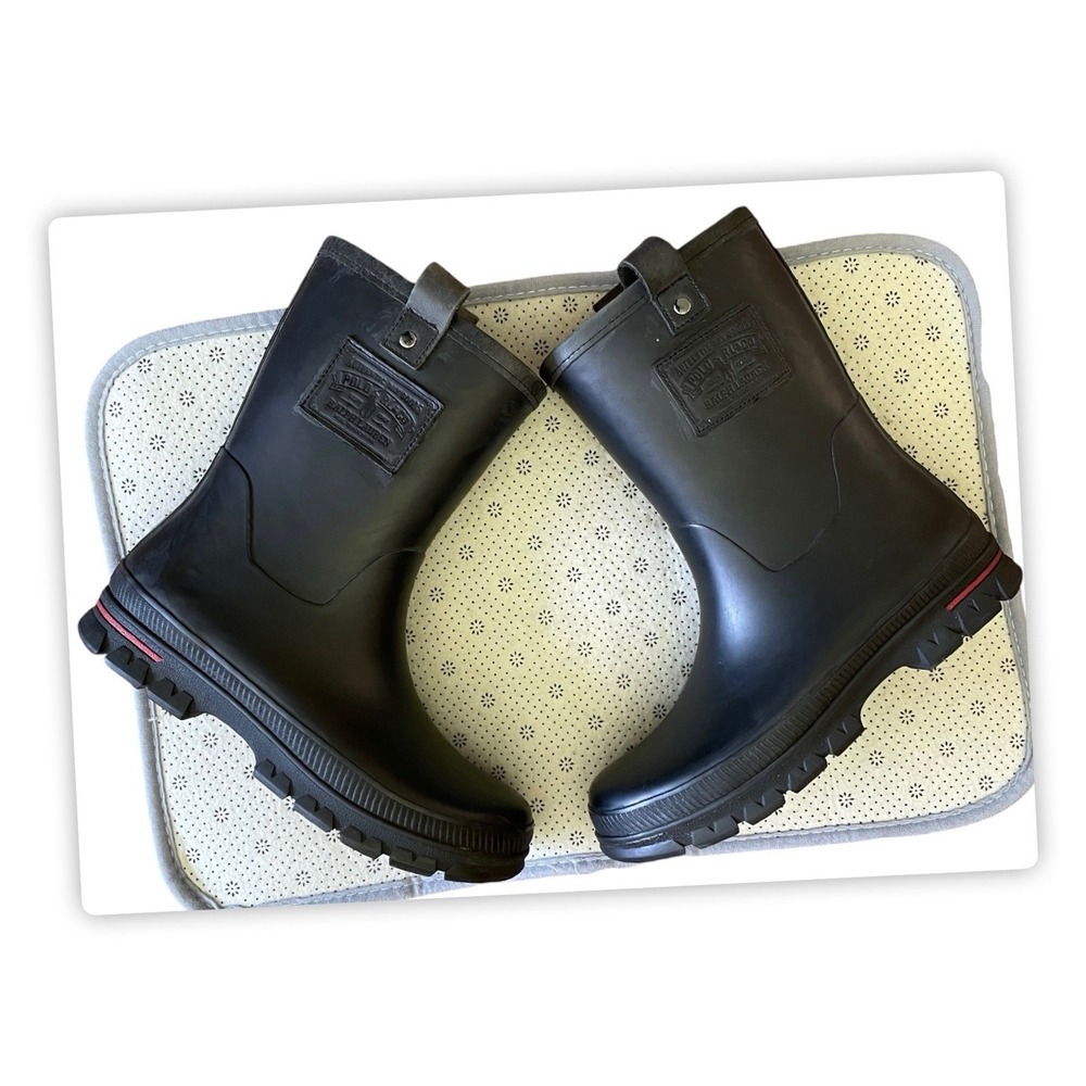 Polo Ralph Lauren Rain Boots Mens Black Pull On Warrington Dry Goods Size 11D